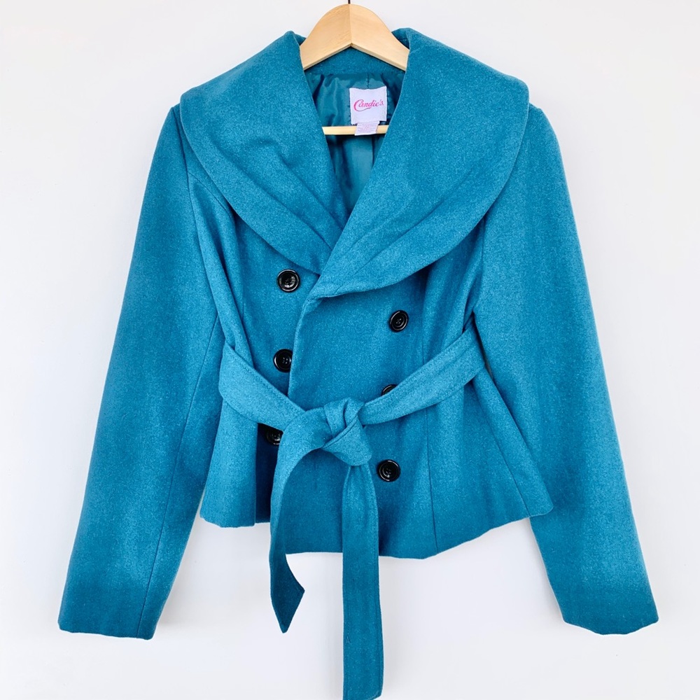 Candie’s Teal Pea Coat Size Large